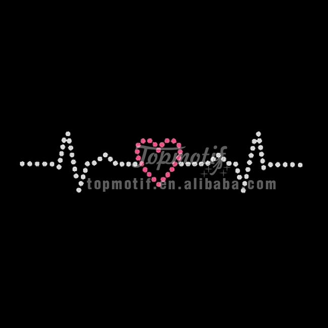 wholesale  heartbeat rhinestone transfer for clothes