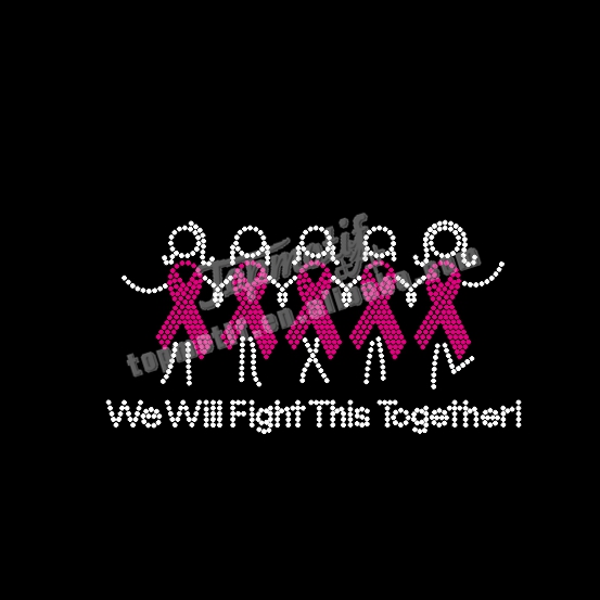 we will fight this together ribbon heat rhinestone transfers designs