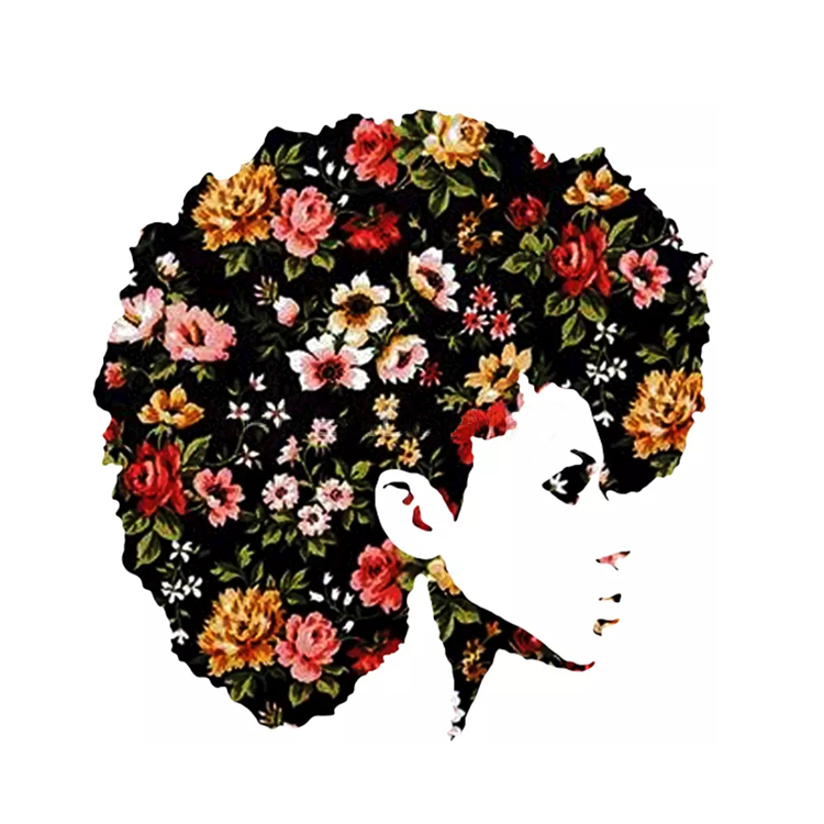 customized Fashion Flower Afro Girl vinyl Transfer For T-shirt