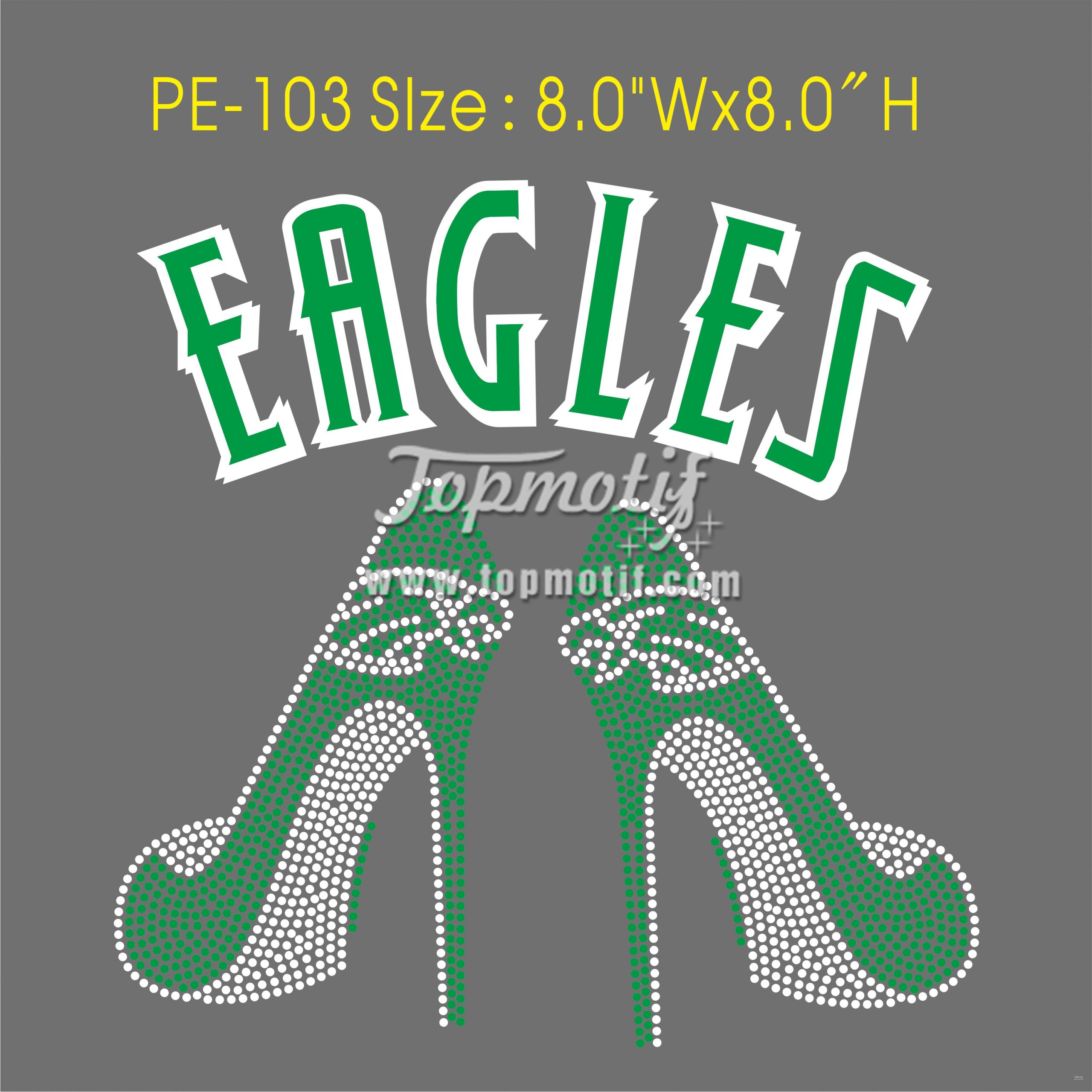 PU Eagles pattern iron on high heels custom rhinestone t shirts