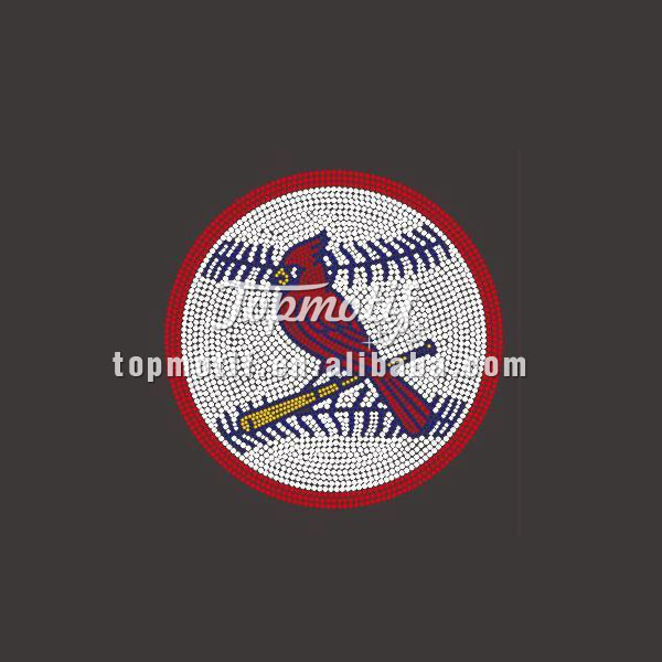 Cardinals baseball team logo rhinestone transfer, rhinestone sicker