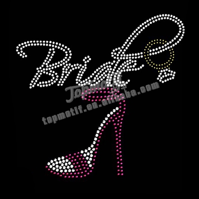 rhinestone appliques bride with high heels shoes heat press stone transfers