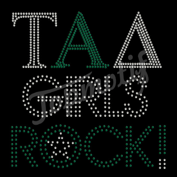 Rhinestone Iron On Letters Tad Girls Rock! Hotfix Rhinestones Motif