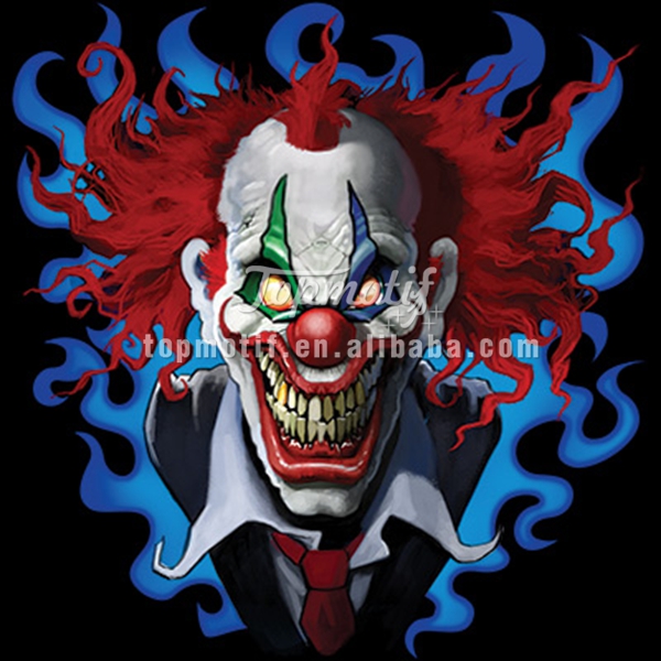 wholesale Cool Fashion Custom Skull Clown Designs T shirts Iron on Vinyl heat Transfer