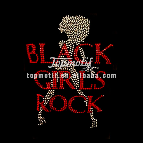 wholesale Rhinestone  Balck Girls Rock Hotfix Rhinestone Templates