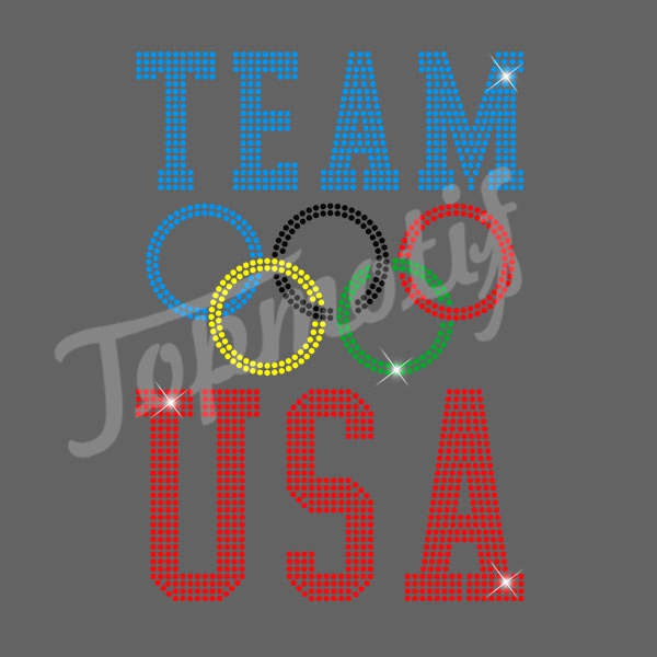 rhinestone transfers for t shirts olympic five ring team USA