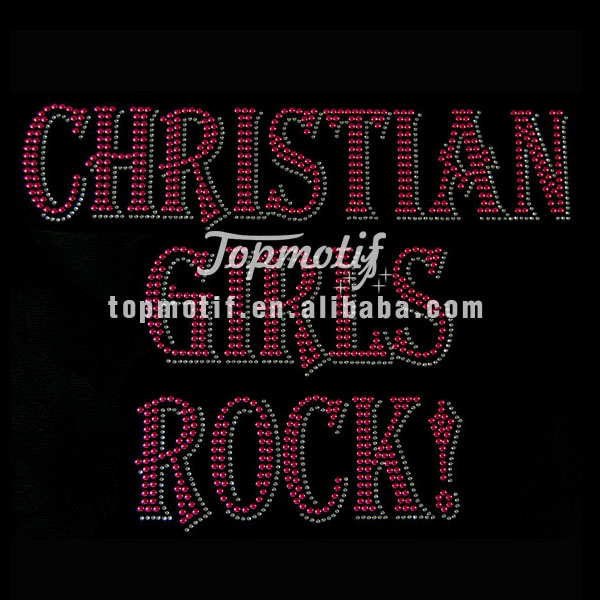 Custom Bling Transfers Christian Girls Rock T Shirt Iron Ons