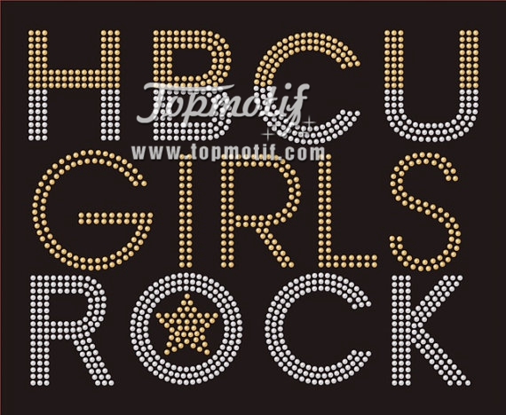 Customized HBCU girls rocks bling iron on hotfix motif design