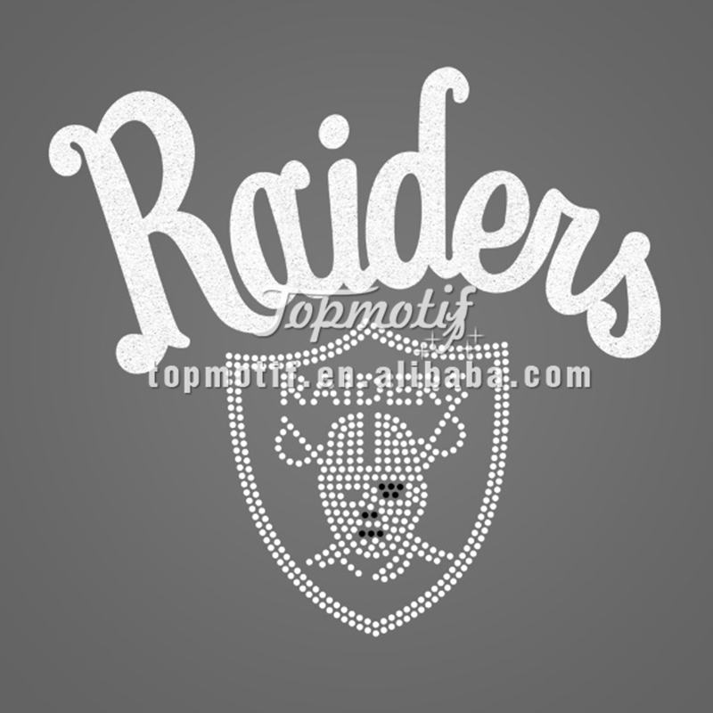 2017 New Designer Raiders Bling Rhinestone Hotfix Motif For Shirt