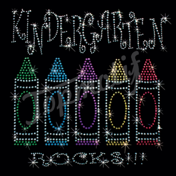 Colored pencils kindergarten rocks hot fix embellishments