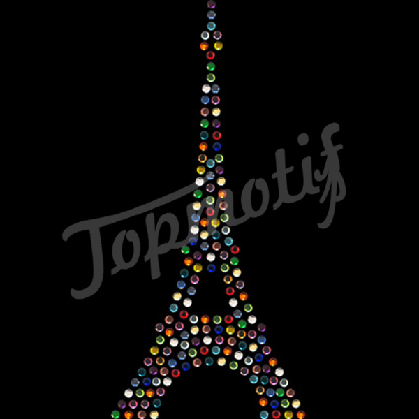 Clorful Tour Eiffel Tower Custom Rhinestone Designs