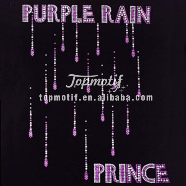 Purple Rain Prince transfer Design custom tshirts rhinestones