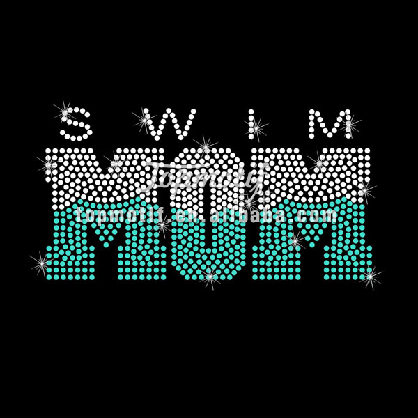 Hot Fix Transfer Motif Swim Mom Custom Design Iron On Patches
