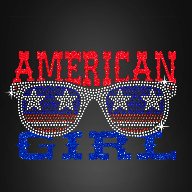 american girl sunglass t-shirt heat glitter appliques rhinestone