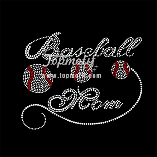 Rhinestone transfer  beautiful baseball mom iron on design for Tshirt
