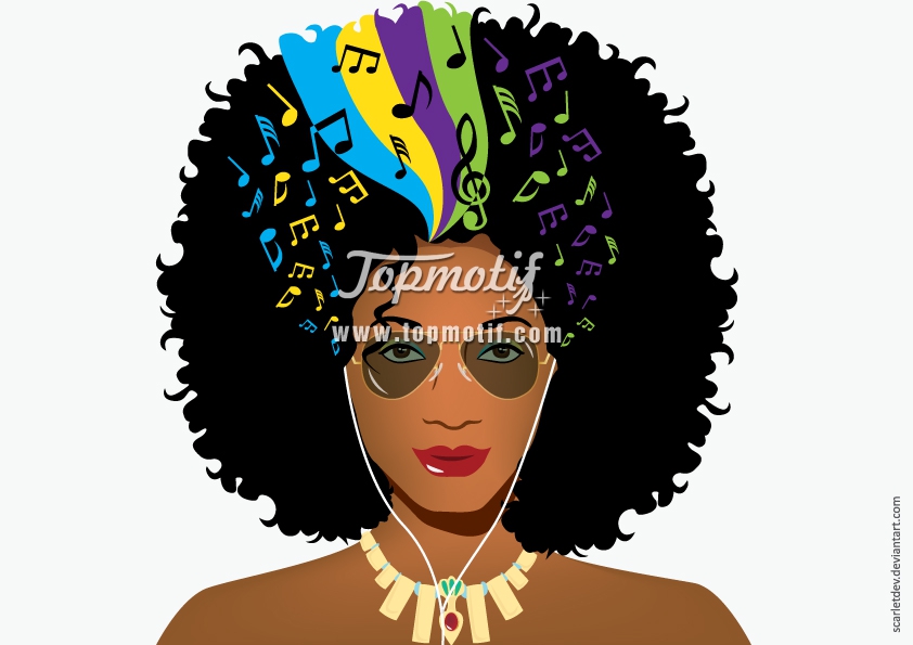 Afro Girl of music in my head for t shirt design heat press vinyl printing
