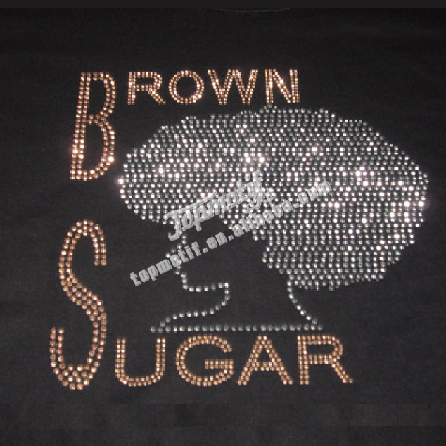 t-shirt motifs brown sugar bling afro girl rhinestone