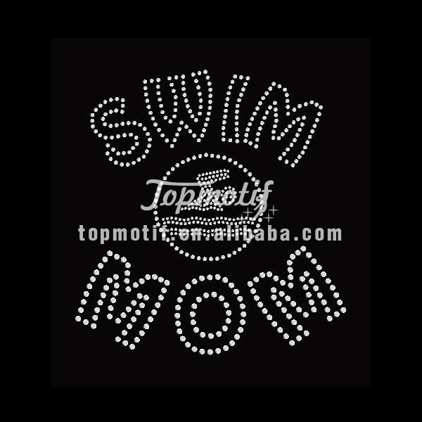 Hot Fix  Motif Swim Mom Iron On Clothing Rhinestone Designs