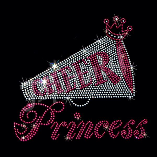 Pink Cheer Princess Rhinestone Transfers for Tops