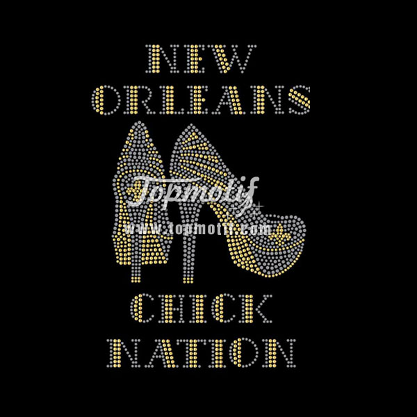 New Orleans Chick Nation Custom Rhinestone Heat Transfers