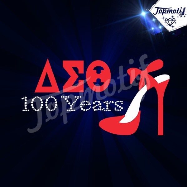 AEO 100 Years high heel red pu vinyl and crystal rhinestone heat transfer