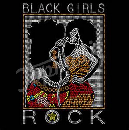 wholesale Black Girl Rock Rhinestone Afro Transfer Hotfix