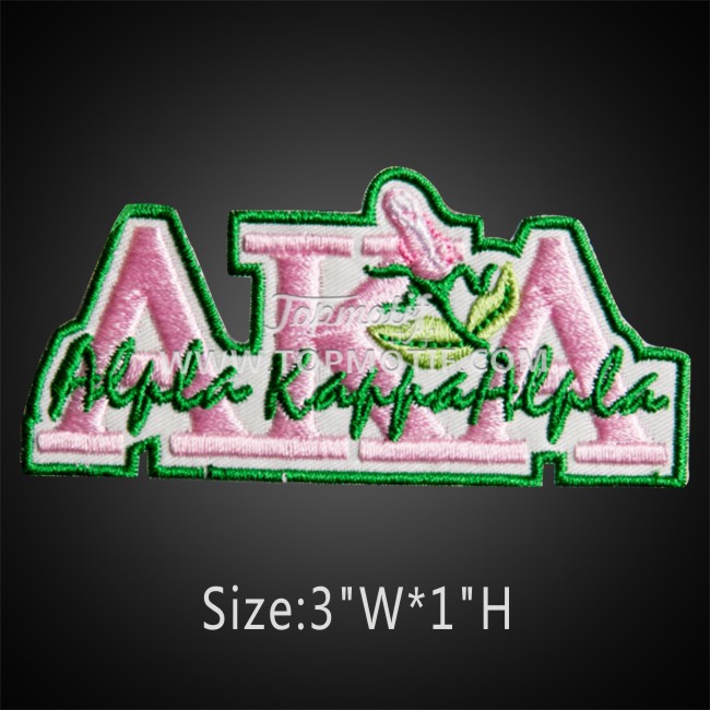 wholesale Alpha Kappa Alpha Sorority Embroidery Patch Pink and Green