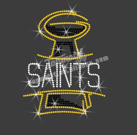 saints iron on logo rhinestone heat transfer design