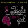 Pink Ribbon Rhinestone Transfer Fight Like A Girl Rhinestone Iron On