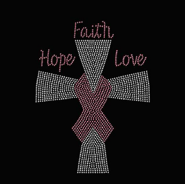 Iron on Cross Faith Hope Love Rhinestone Tran …