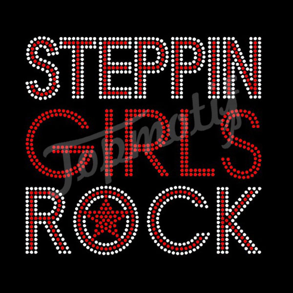 Iron On Bling Letters Steppin Girls Rock Rhinestone Hotfix Transfer