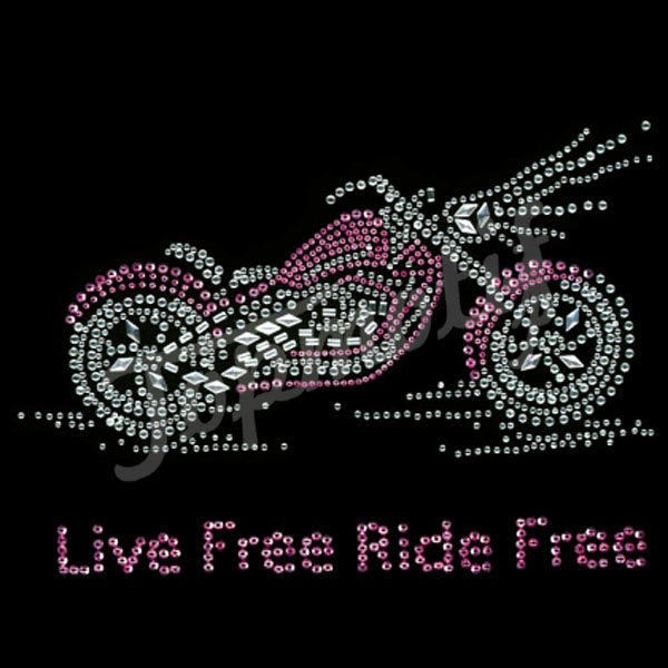 Live Free Ride Free Moto Rhinestone Iron on Transfer