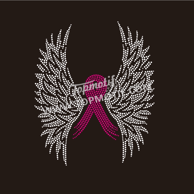 Bling Breast Cancer Pink Ribbon Rhinestone Iron on Transfer Wholesale