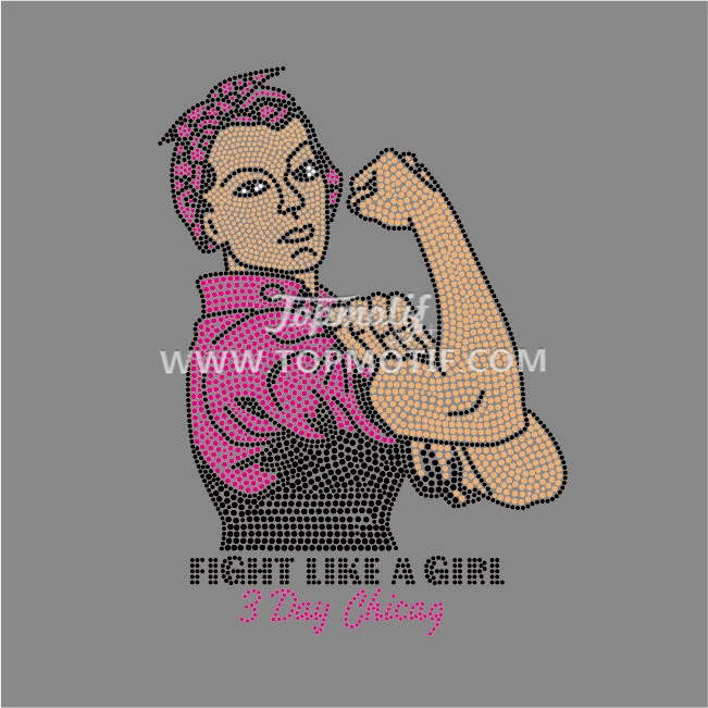 fight like a girl breast cancer awareness rhinestone t shirt transfer