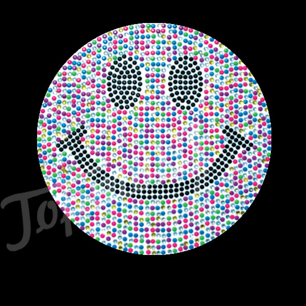 Colorful hotfix rhienstone motif smile emoji rhinestone transfer