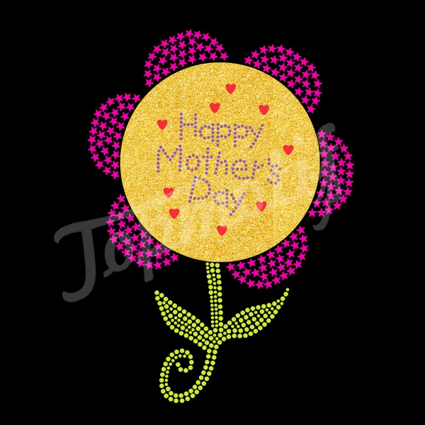 rhinestone happy mother's day heat transfer glitter designs