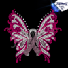 Beautiful Butterfly Ribbon Iron on Rhinestone Transfer Breast Cancer Motif