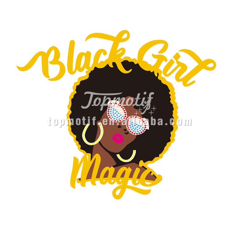 printed t shirts afro girl heat transfer designs black magic girl