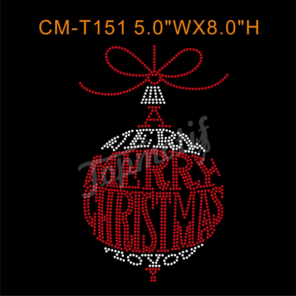 Merry Christmas Bling Iron On Transfers Create Own Design T-Shirt