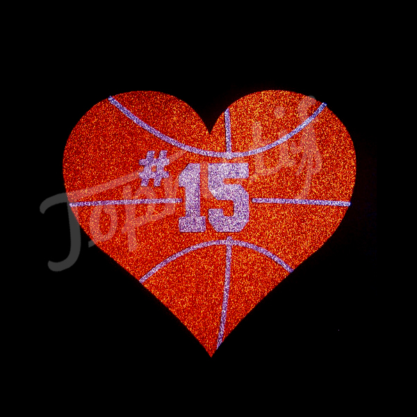 Bling Basketball Heart With Custom Number Hea …