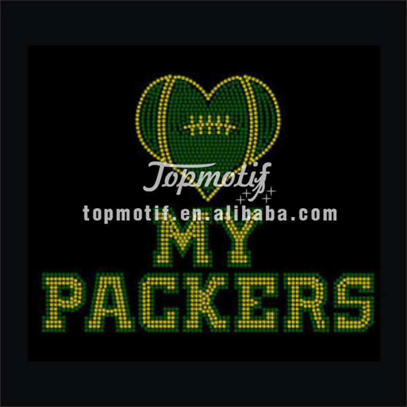Heart My Packers Rhinestone Hotfix Motif