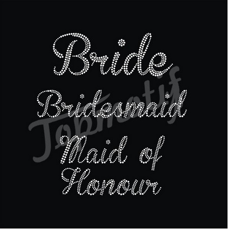 Crystal Bride Rhinestone, Bridesmaid Rhinestone, Maid of Honour Rhinestone Motif