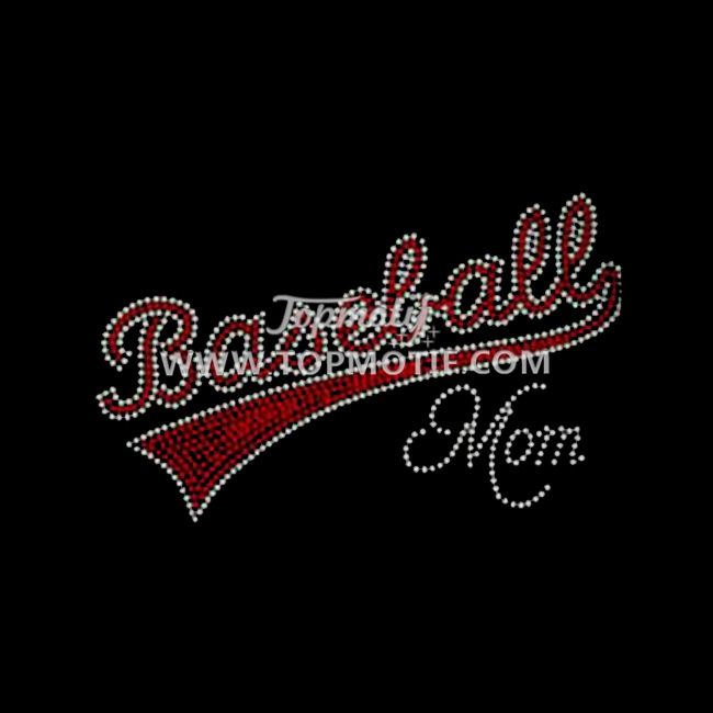 Hot Fix Baseball Mom Rhinestone Transfer for Custom Tshirts