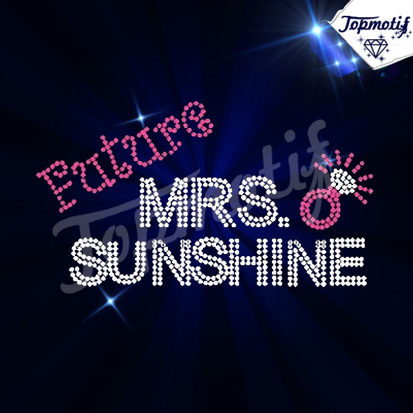 Iron Ons Mrs Sunshine Wedding Ring Rhinestone Bridal Crystal Transfer