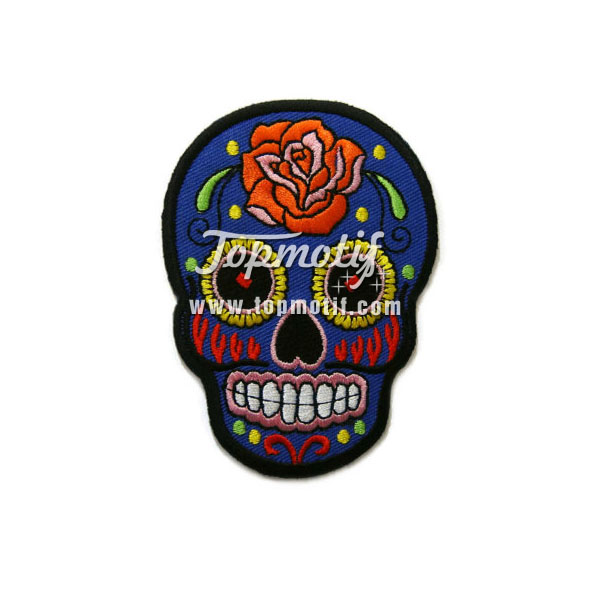Custom Iron On Patches Sugar Skull And Roses Clothing Patch