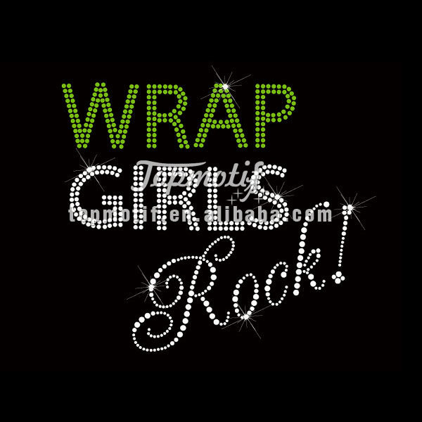 Iron On Bling Wrap Girls Rock Hotfix Rhinestone Transfers