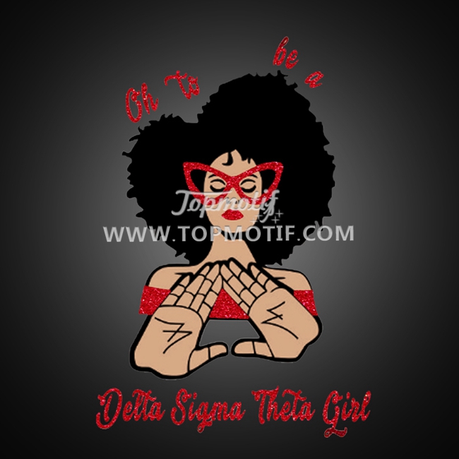 Delta Sigma Theta Girl Iron on Glitter Heat T …