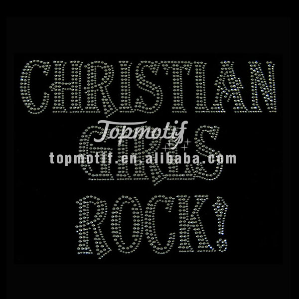 Bling T Shirt Transfers Christian Girls Rock Rhinestone Iron On Motifs