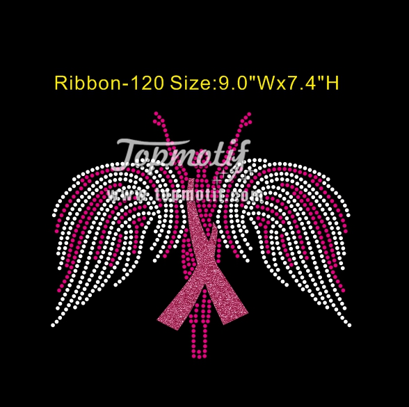 wholesale rhinestone embellishment pink ribbon hotfix crystal motifs