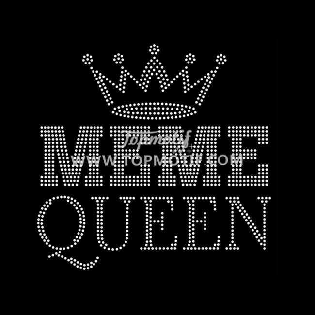 MeMe Queen with Crown Rhinestone Iron on Tran …